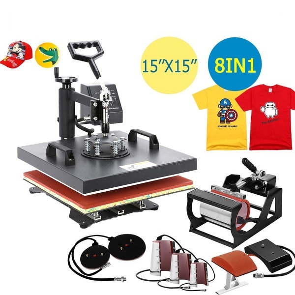 8 in 1 Combo Heat Press Machine Coffee Magic Mug Cup Cap Clothes T Shirt Printing Machine